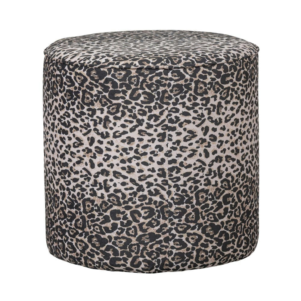 MEGAN - Pouf rond en velours D46cm imprimé panthère