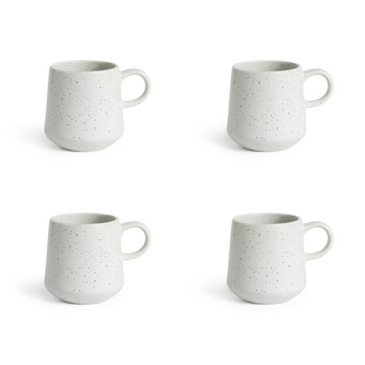 Habitat Addison Set of 4 Speckled Mugs - White