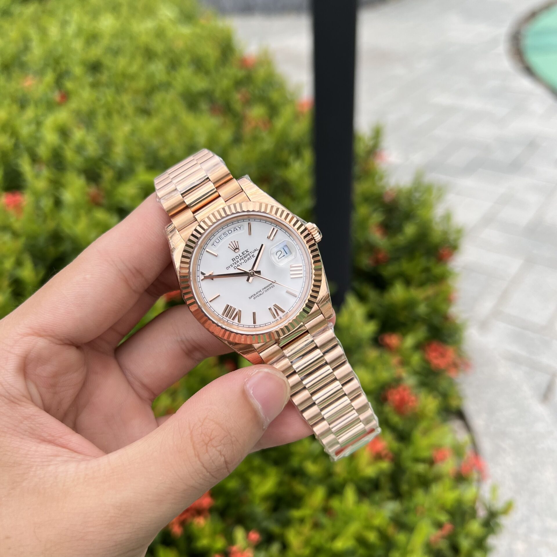 Rolex Day-Date RG Plated White Dial 40mm AAA Replica