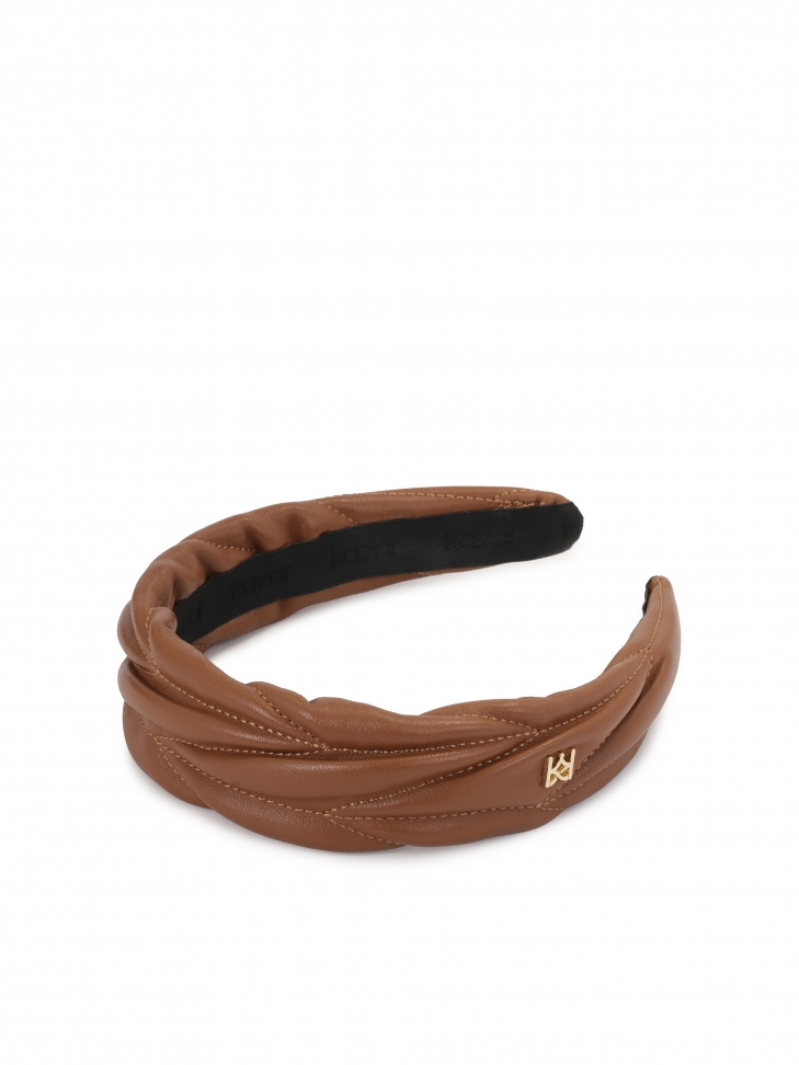 Elegant leather headband with a small KAZAR monogram