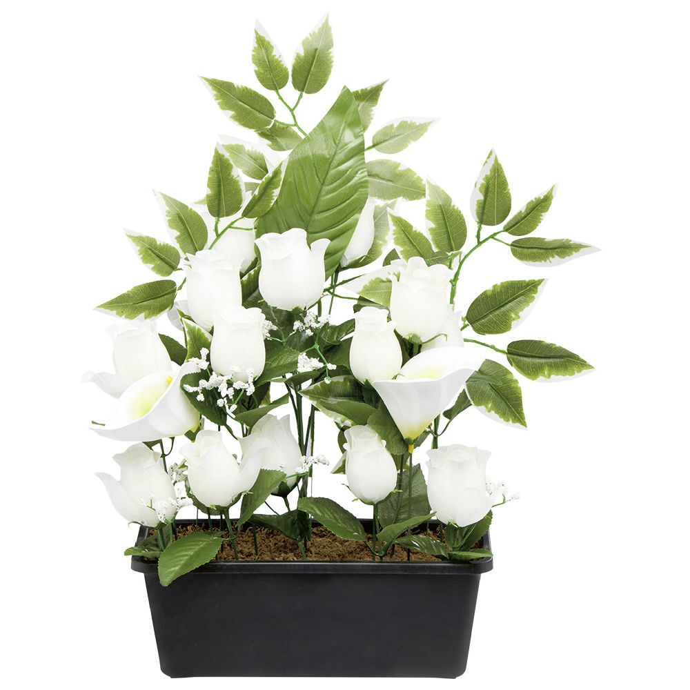Jardinière rose arum 20 têtes blanc