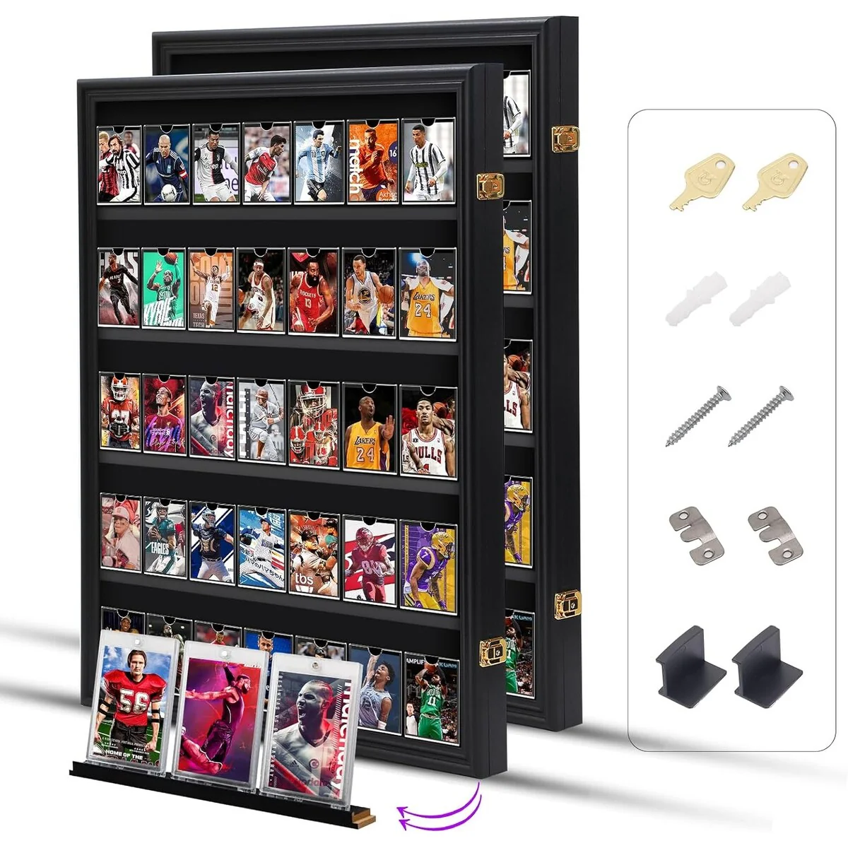 Card Display Case, Graded Sports Card Display for Basketball Football Hockey Trading Cards with UV Protection
