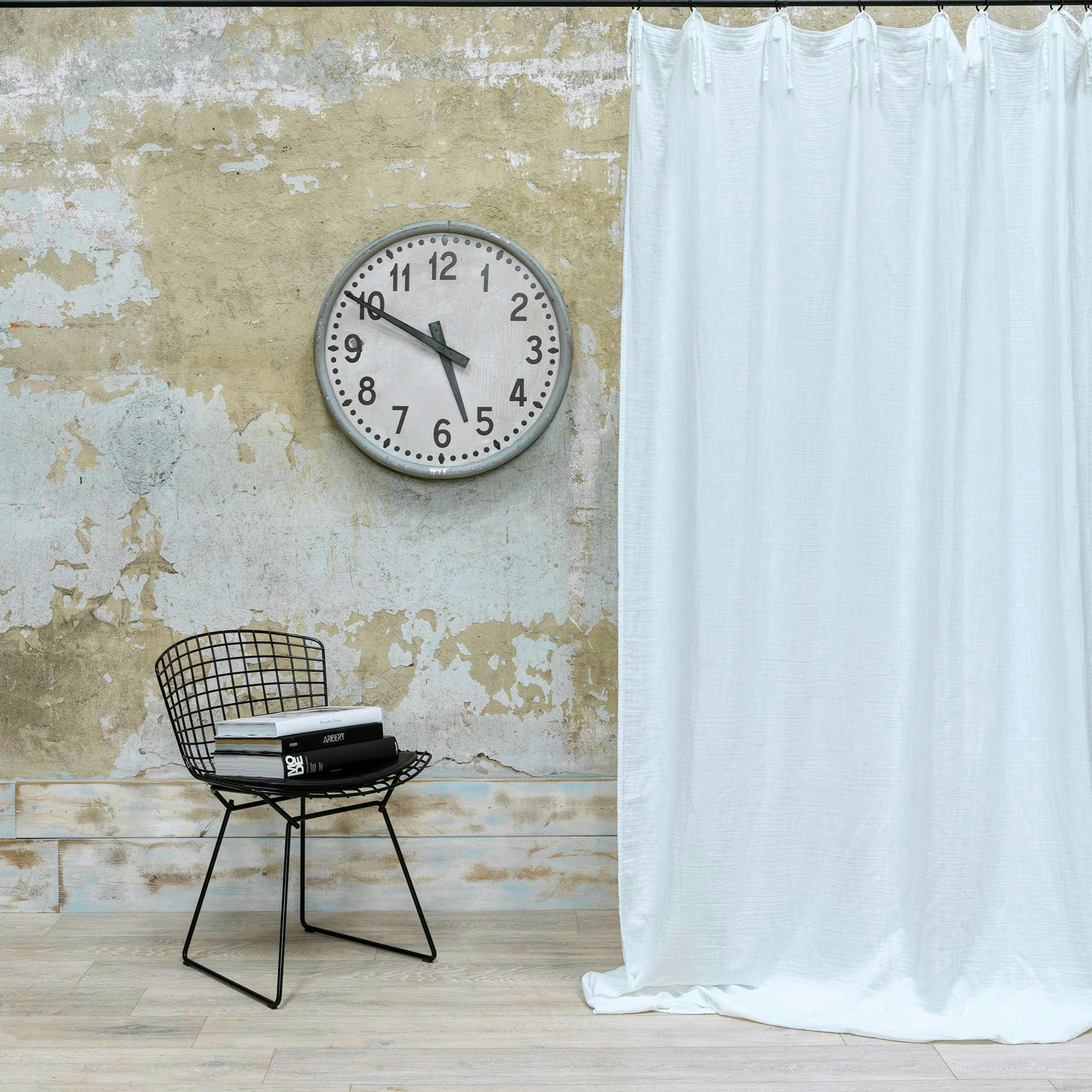 GAZE DE COTON - Rideau gaze de coton blanc nouettes 140X270 CM
