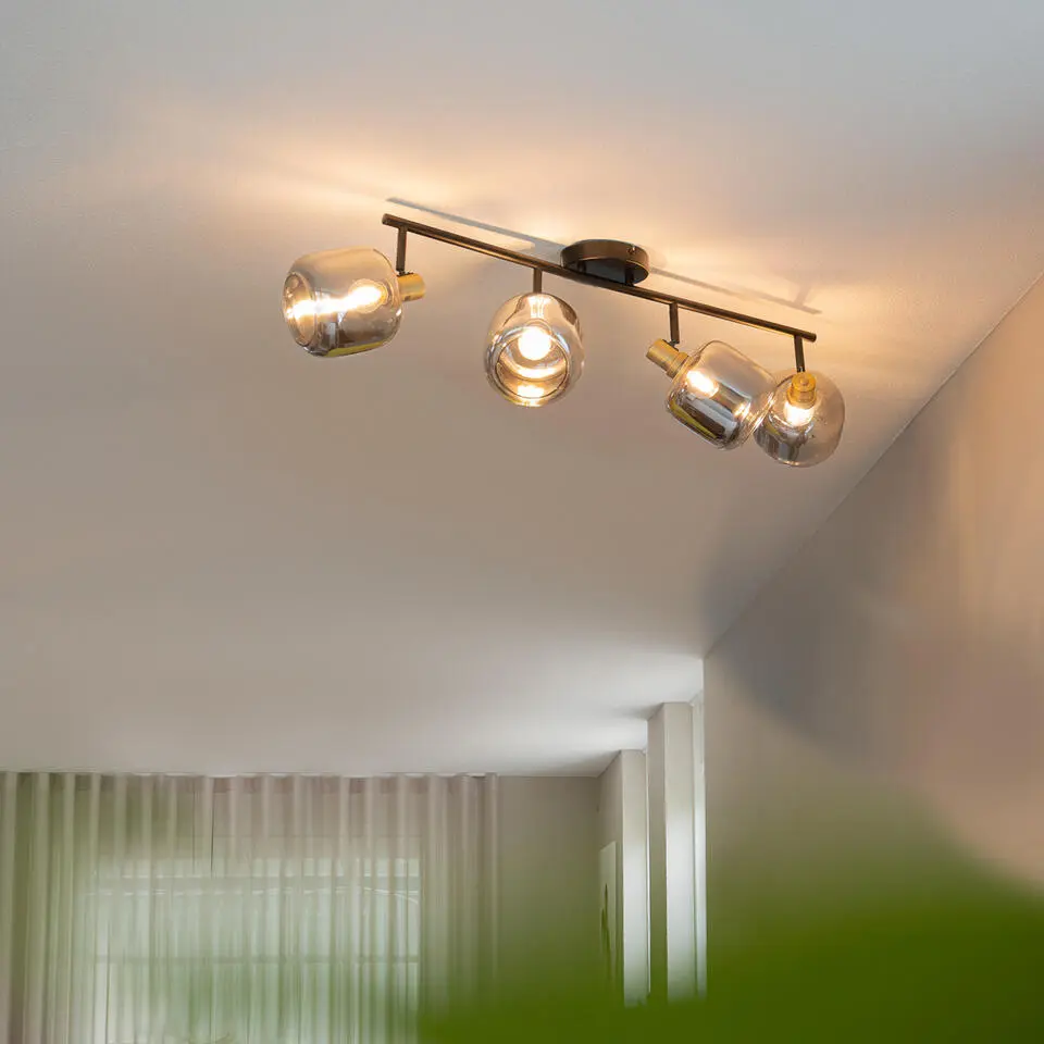 Qazqa verstelbare plafondspot zuzanna grijs e14