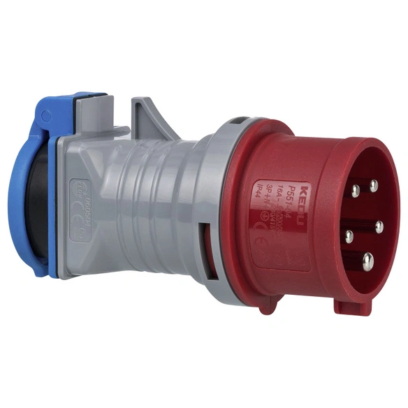 CEE-Adapter, IP44, grau/blau/rot
