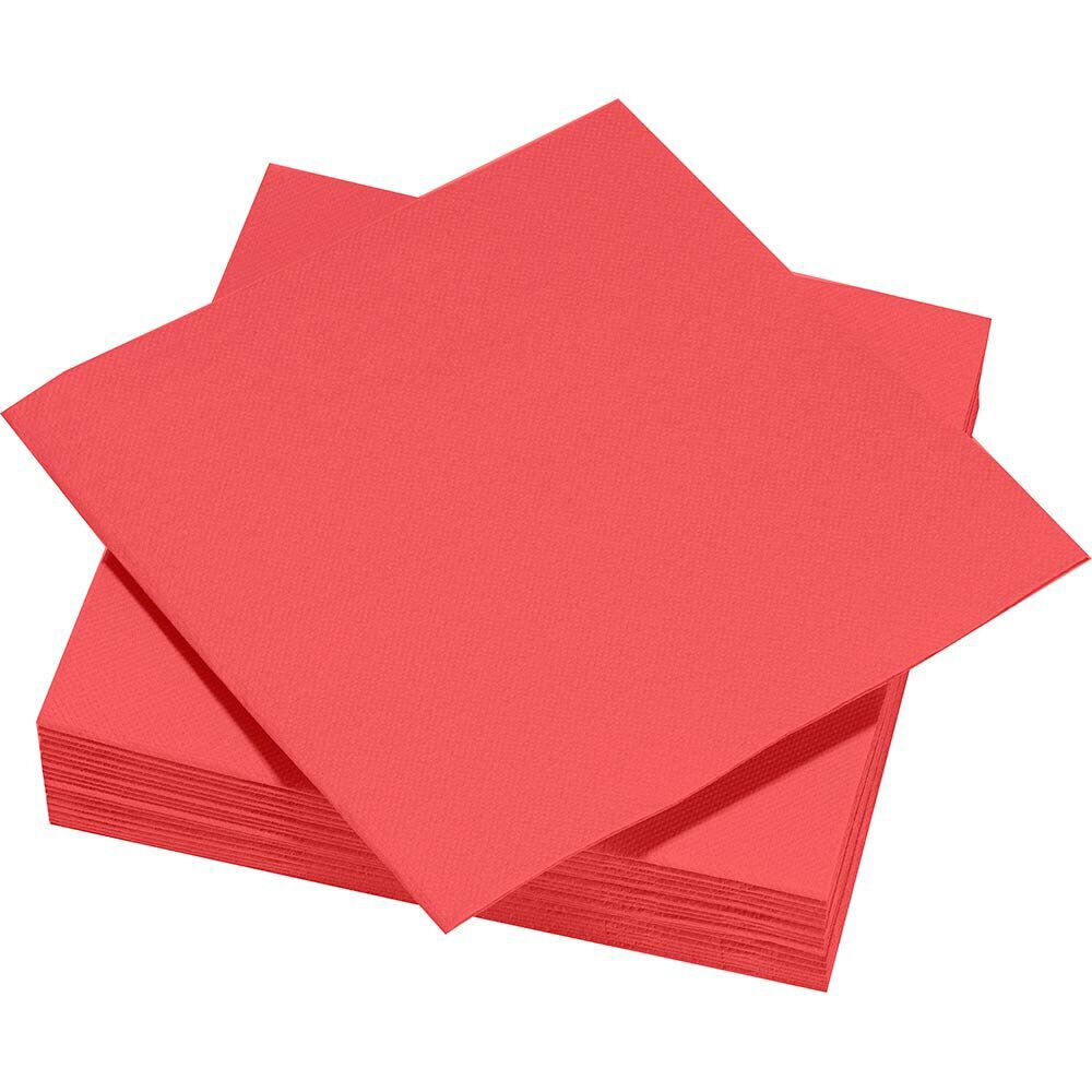 Serviette en papier microgaufré Tex Touch 2 plis uni rouge x50