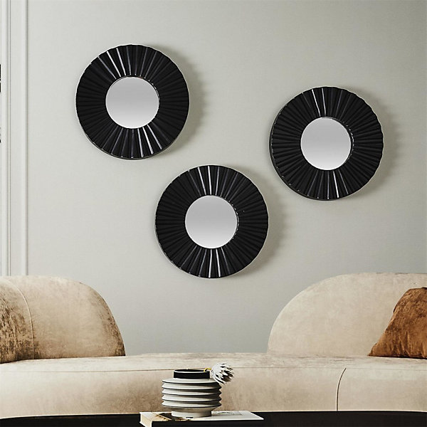 Lot de 3 miroirs diamètre 19cm coloris noir