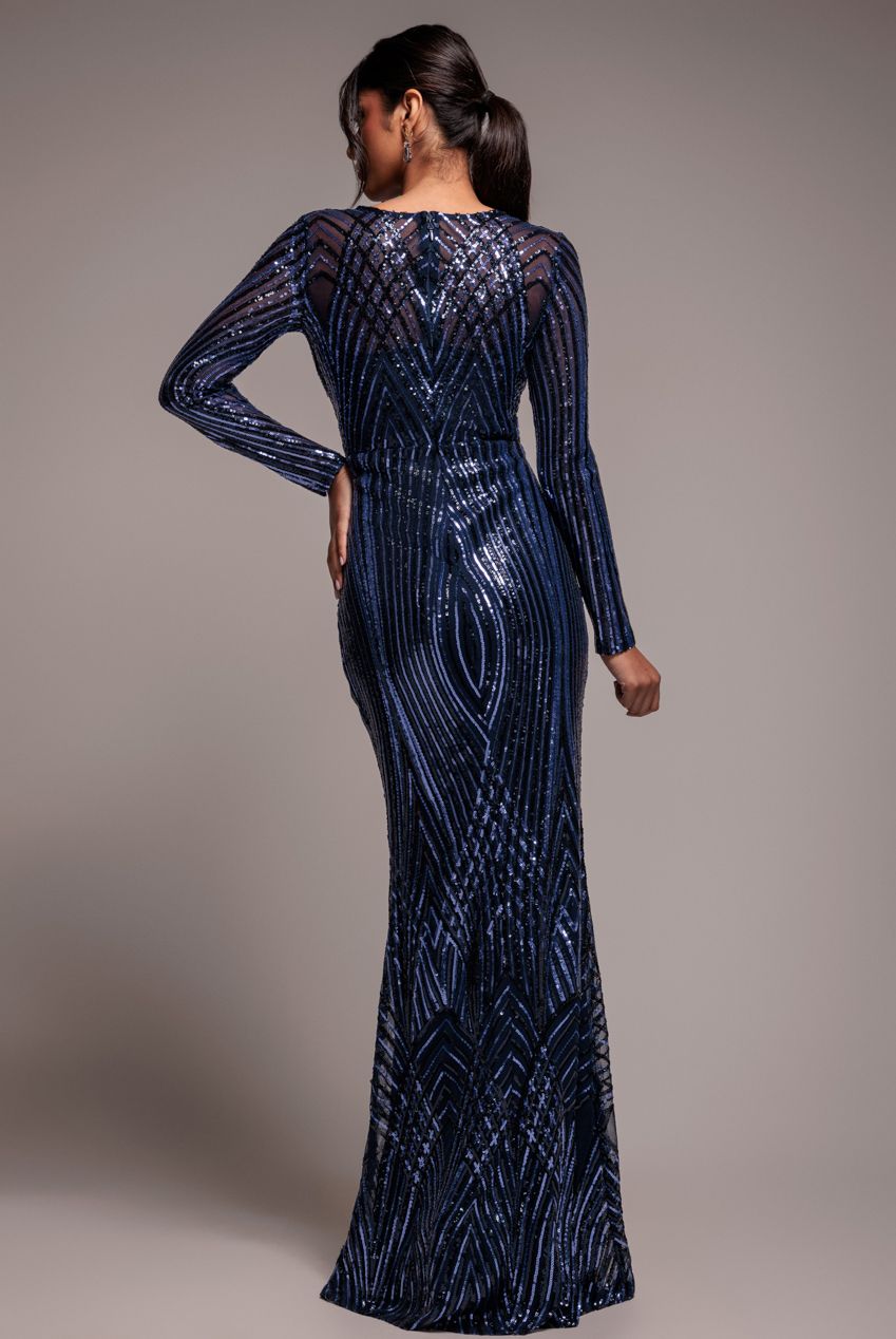 Goddiva Two Toned V Neck Sequin Maxi