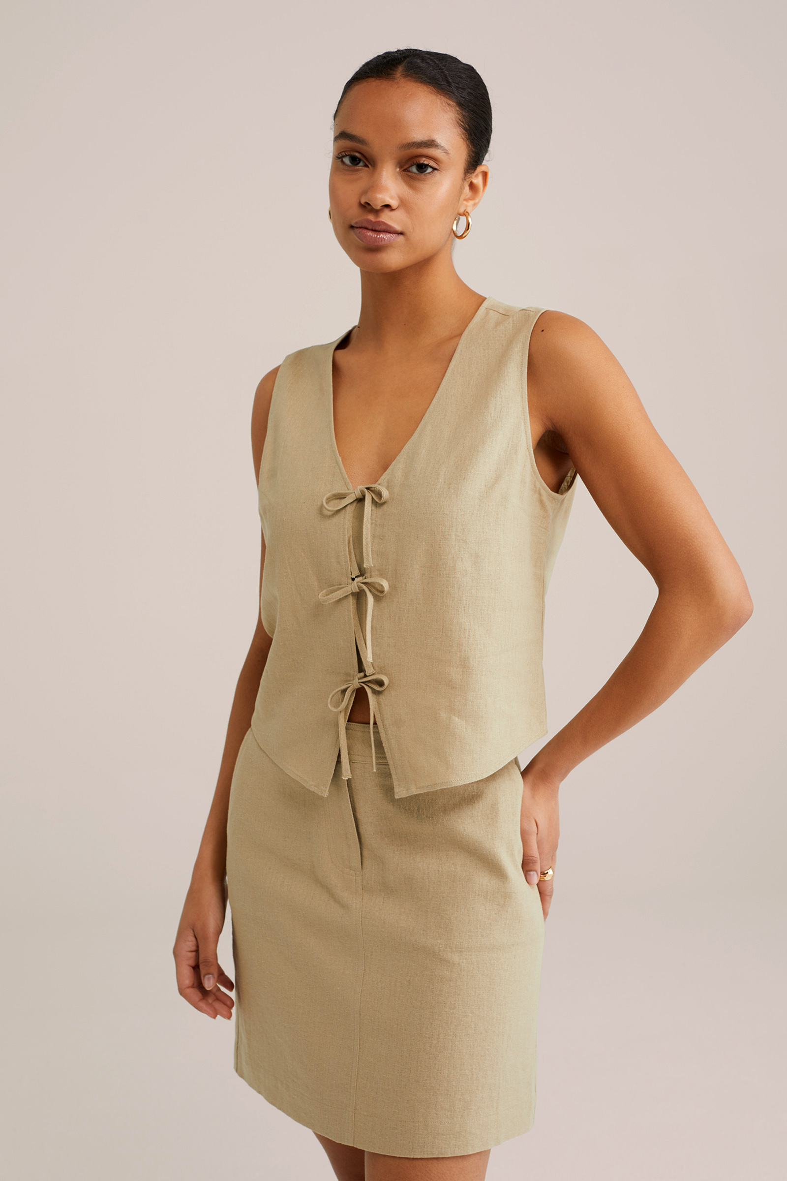 Dames Regular fit gilet van linnenmix