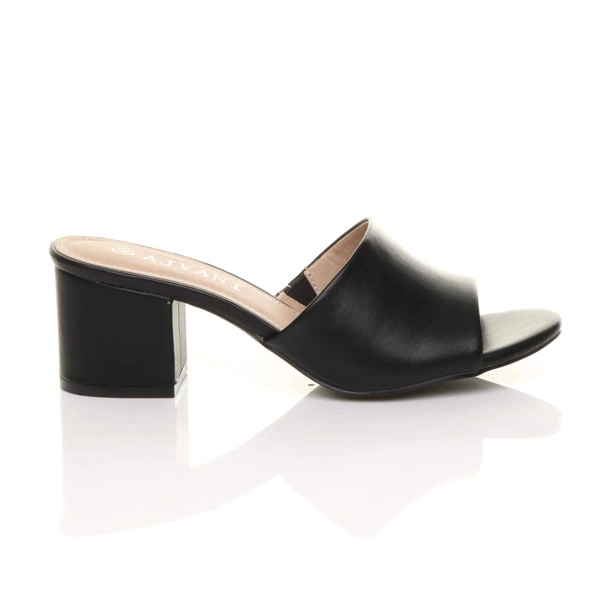 AJVANI Mid Block Heel Peep Toe Mules Sandals