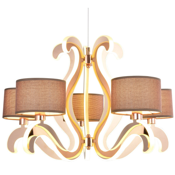 Lampa wisząca miedziano-brązowa-biała AMBROSIA 5xE14x40W Candellux