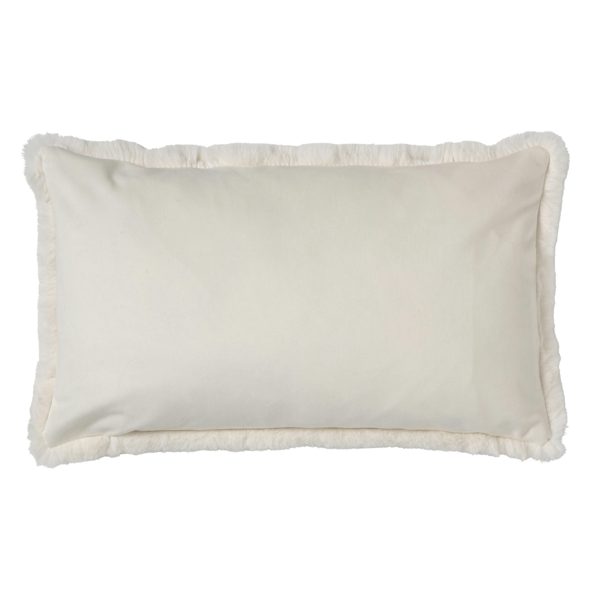 ZAYA - Coussin - blanc fausse fourrure 30x50 cm uni