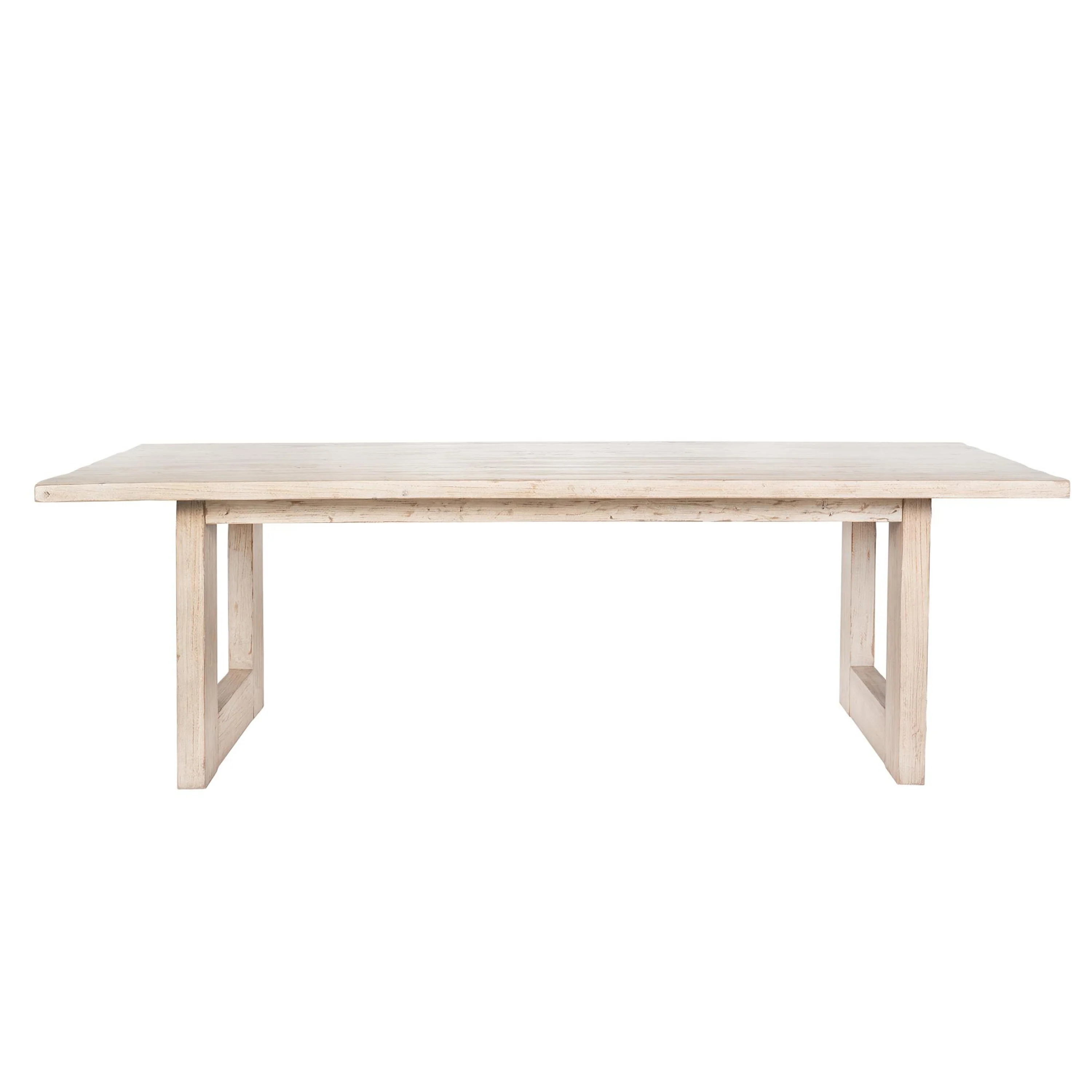 Fini Dining Table, 95 Inch Rectangular Wood Top, Sled Base, Whitewash