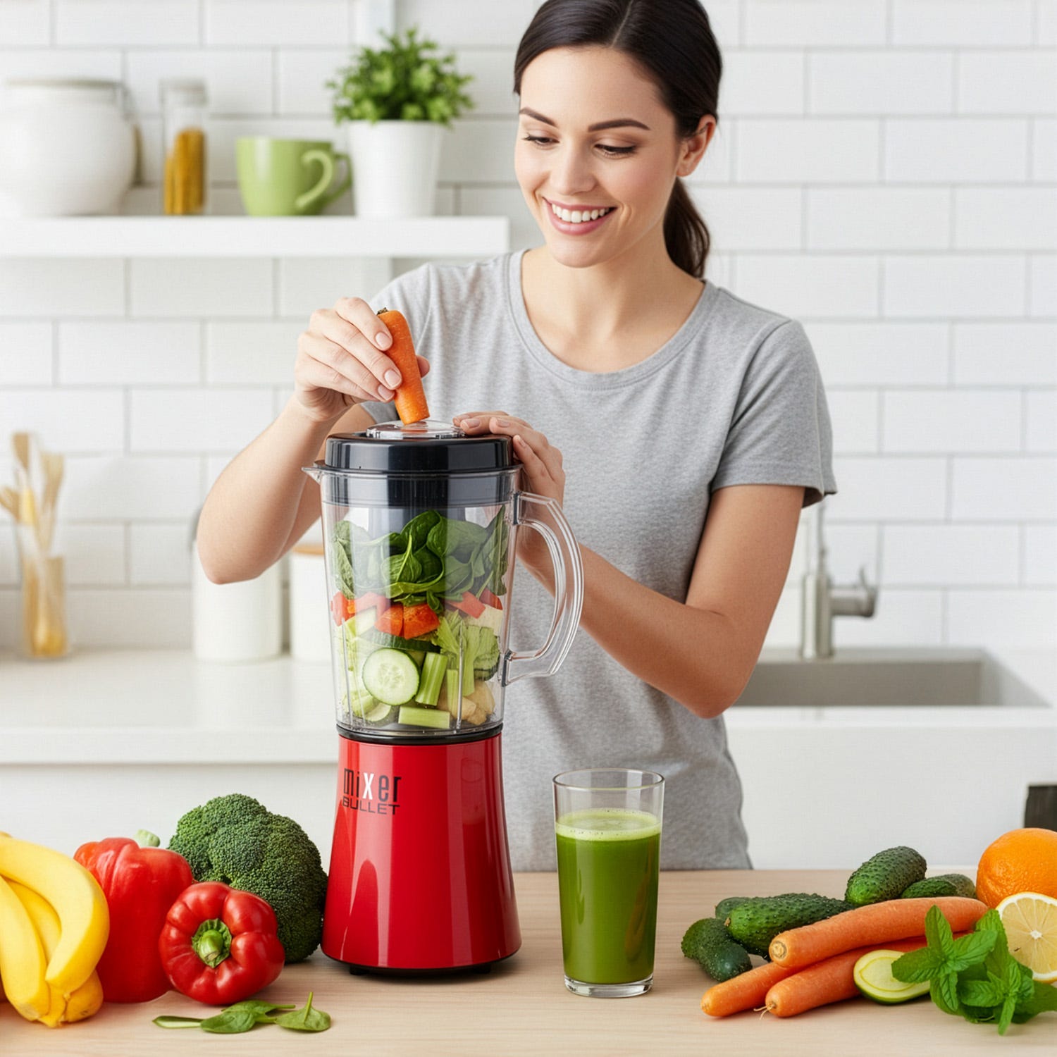 Frullatore ultrarapido e multifunzione Mixer Bullet rosso