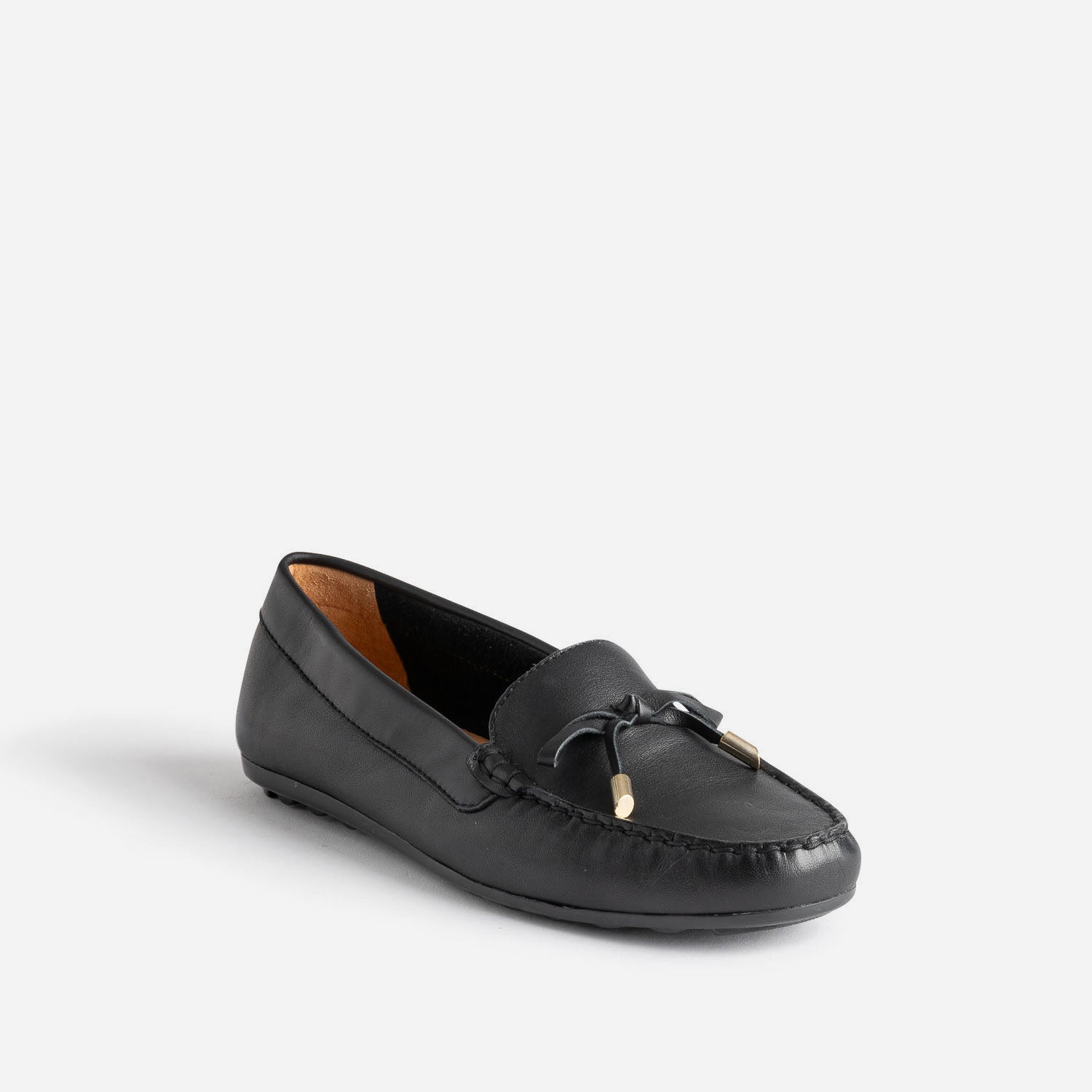 Mocassin noir en cuir