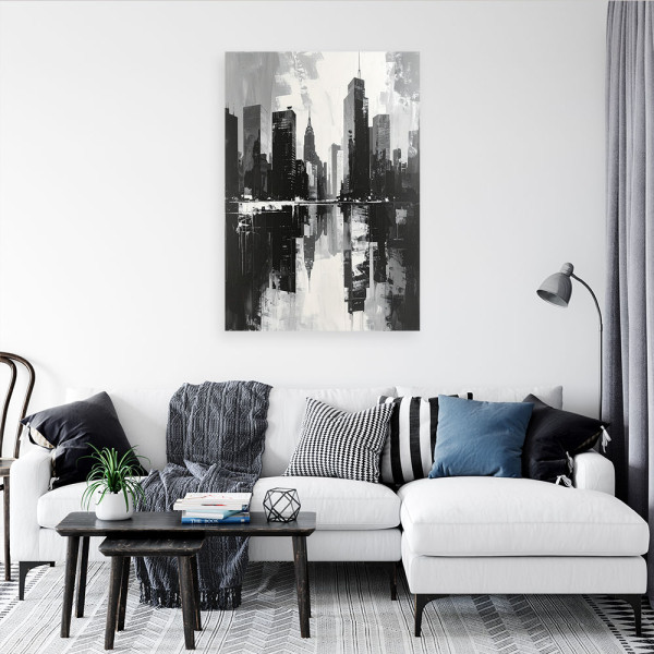 Obraz do salonu sypialni biura, Czarno białe Miasto Budynki imitacja 20x30