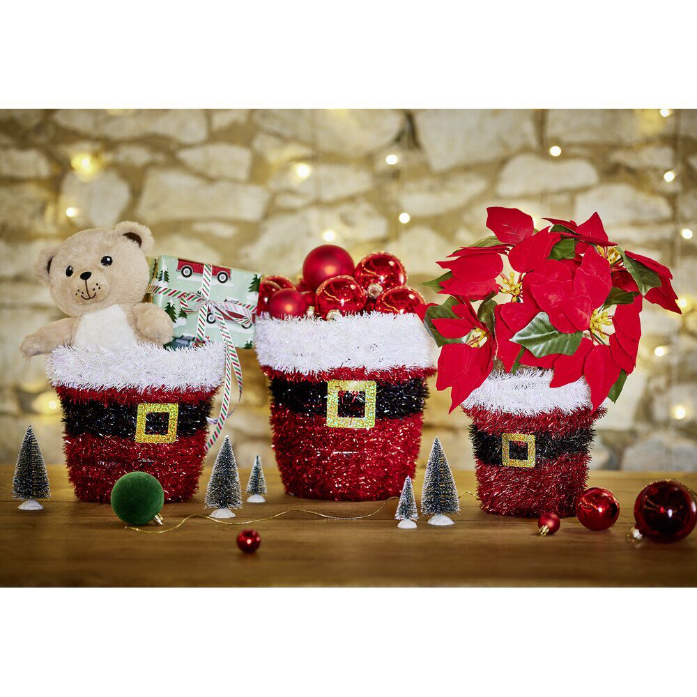 Panier décoration de No&euml;l guirlande rouge 3 pièces Ø25xH22cm