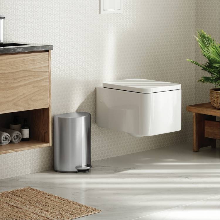 Simplehuman 6L Semi-Round Bathroom Pedal Bin-Stainless Steel