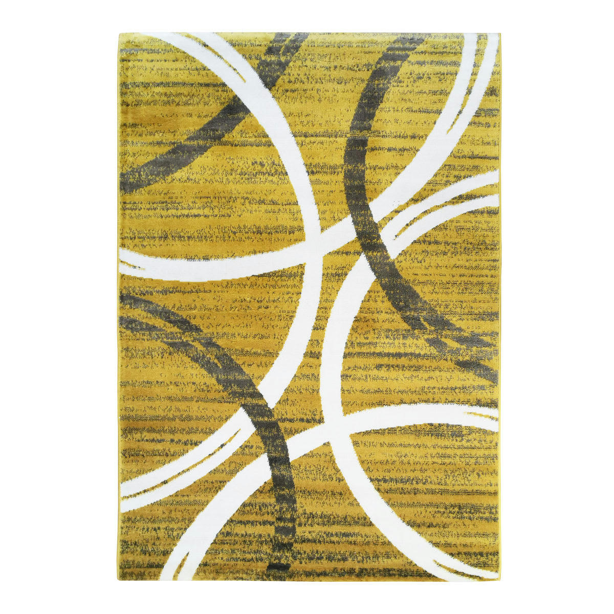 UNDERGOOD - Tapis effet laineux motifs arches jaune et gris 160x230