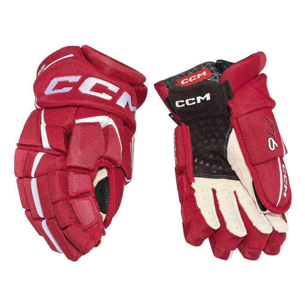 CCM Jetspeed FT6 Hockey Gloves, Senior, Red/White, Assorted Sizes