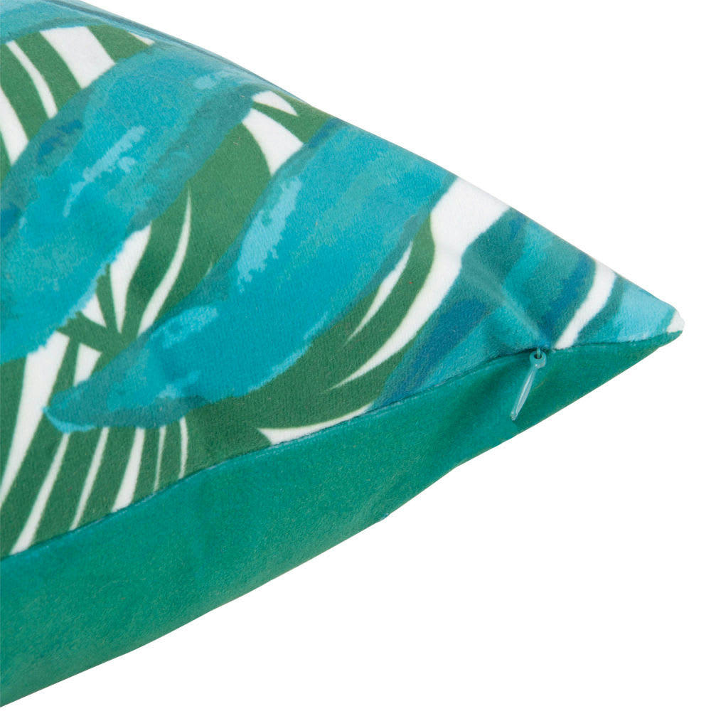 JUNGLE - Housse de coussin en velours vert imprimé jungle 40x40