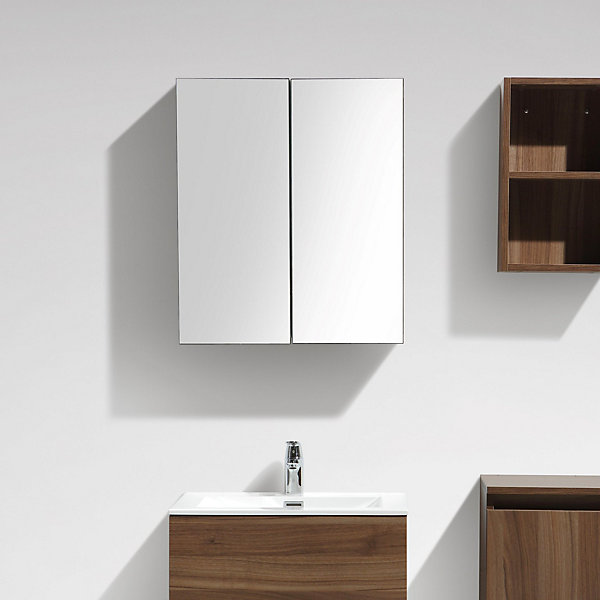 Armoire de toilette bloc-miroir SIENA largeur 60 cm noyer