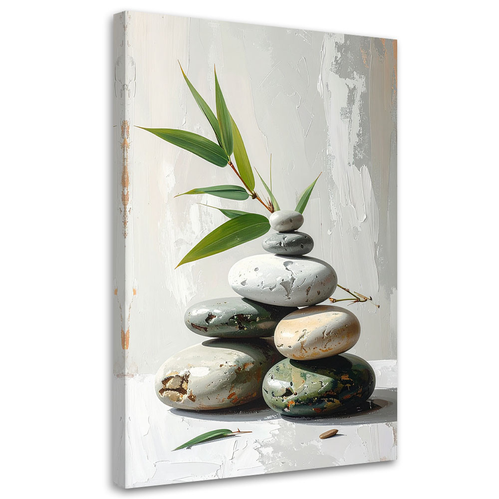 Obraz do salonu sypialni biura, Kamienie zen spa bambus na szarym 20x30