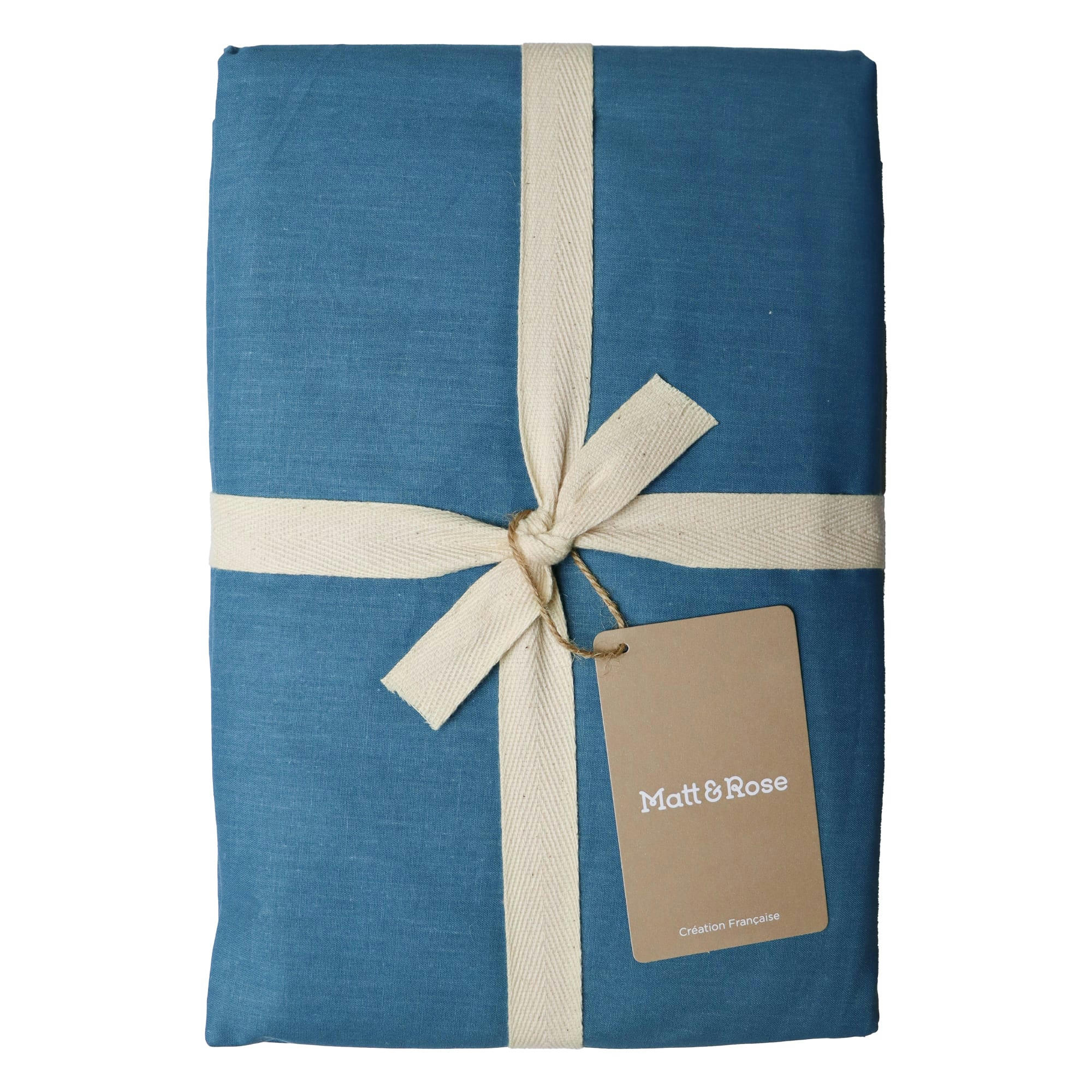 OCÉAN CHECKS - Drap-housse imprimé en coton Océan 140x190cm - Bonnet 30cm