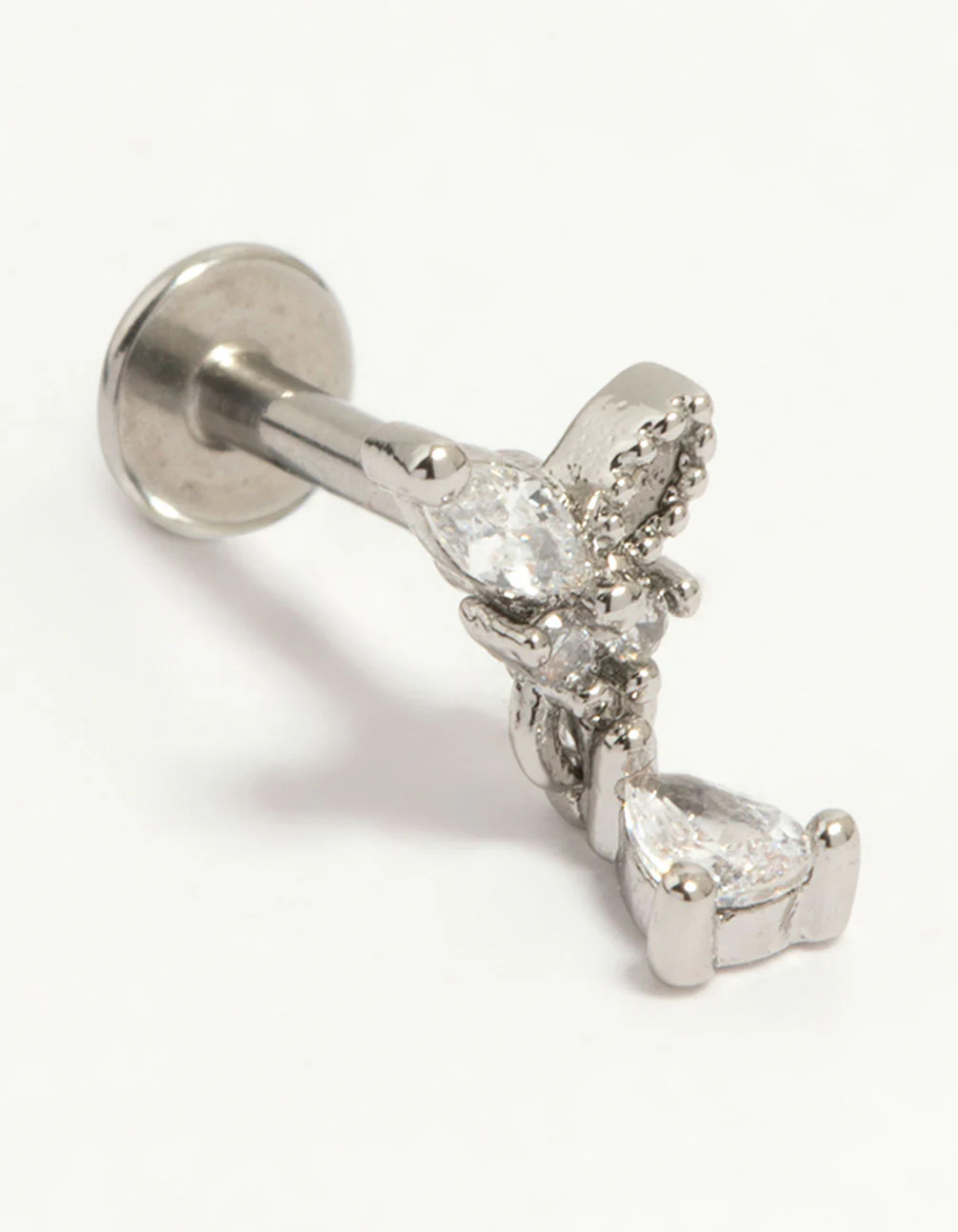 Surgical Steel Cubic Zirconia Marquise Drop Flat Back Stud
