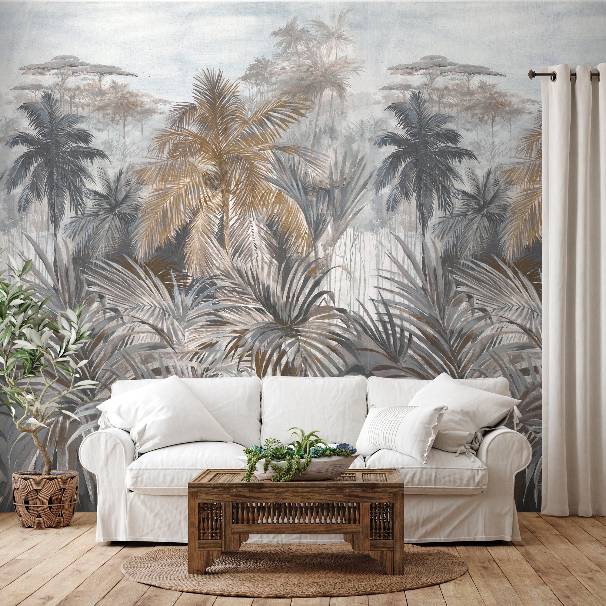 Sanders & Sanders fotobehang jungle-motief donkergrijs - 212 x 295 cm - 640276