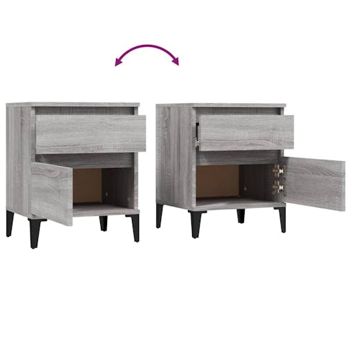 NNEVL Bedside Cabinets 2 pcs Grey Sonoma 40x35x50 cm