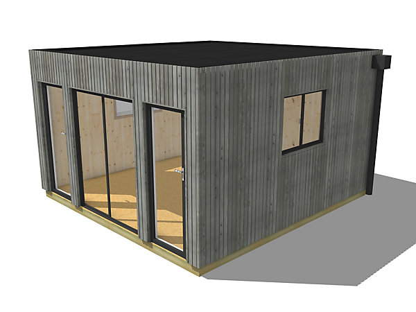 Extension maison en bois en bois 4,4 x 4,6 x 2,7 m avec plancher isolé