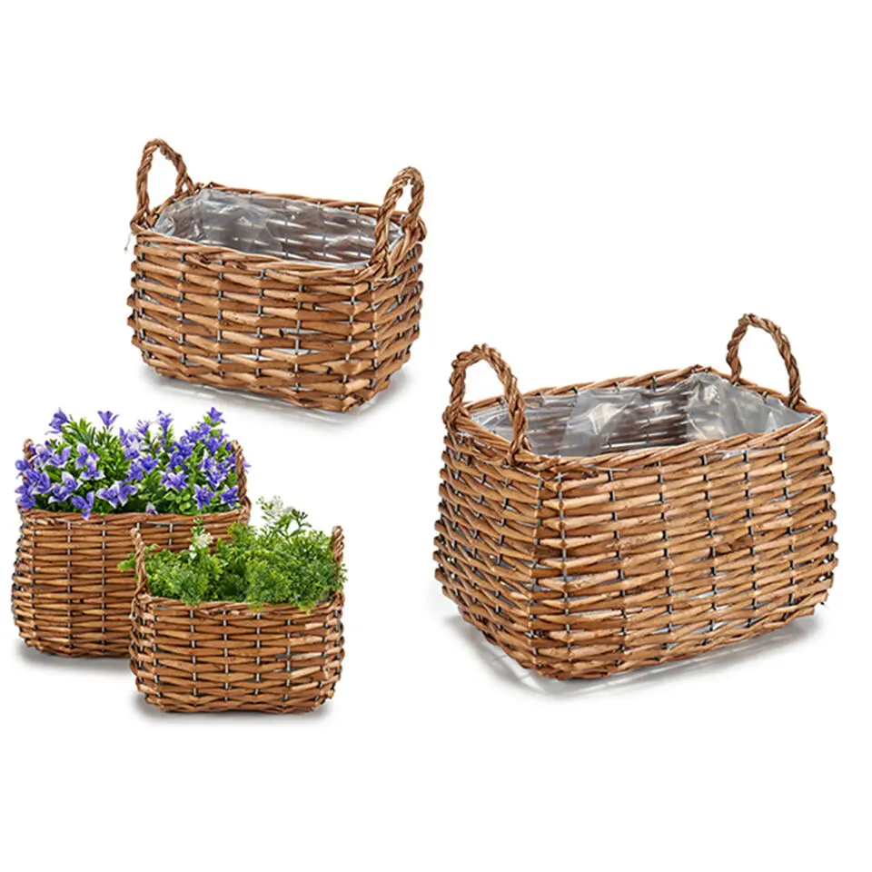 IBERGARDEN Plantenbak-mand - gevlochten riet - 20 x 15 x 11 cm