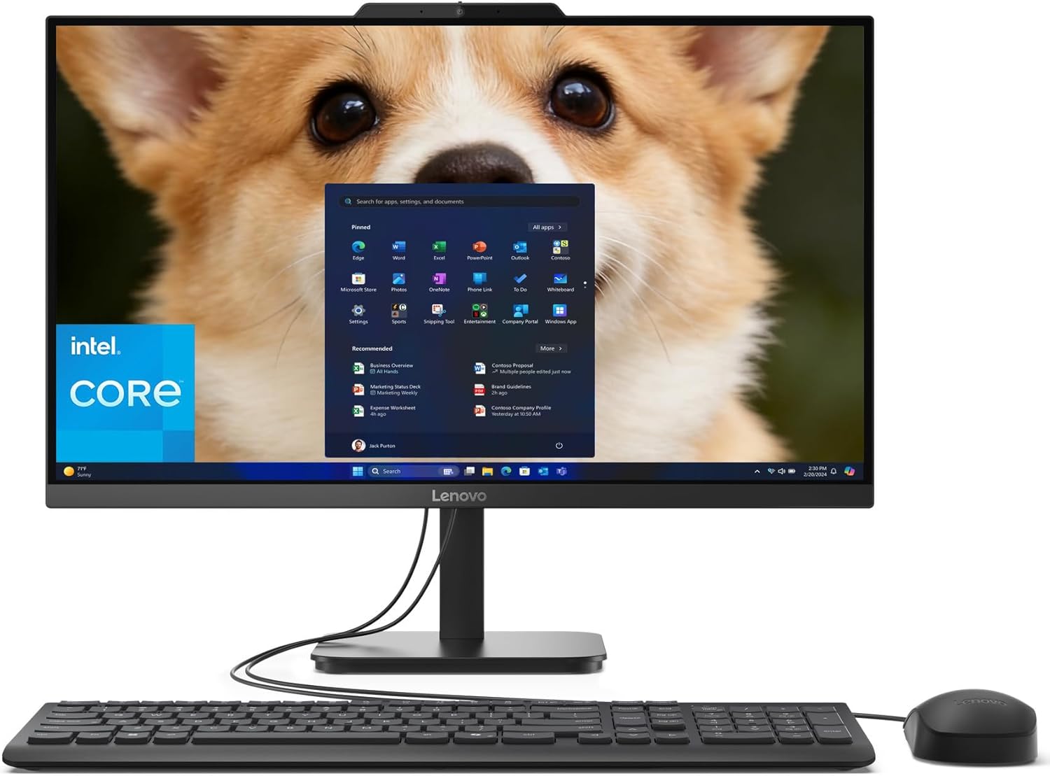 Lenovo AIO 24 FHD All-in-One Desktop Computer  Lifetime Office 365 for Web  Intel 4-Core Processor  8GB DDR4 RAM  512GB PCIe SSD  WiFi 6  Bluetooth 5.2  HDMI  Onyx Black  KB  Windows 11 Home