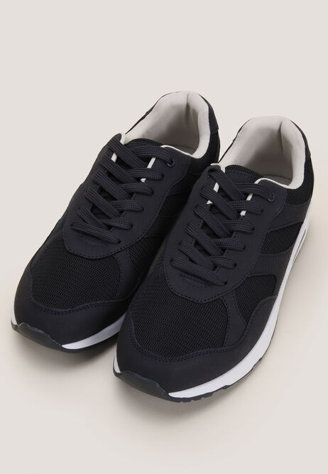 Mens Blue Casual Runner Lace Up Trainer