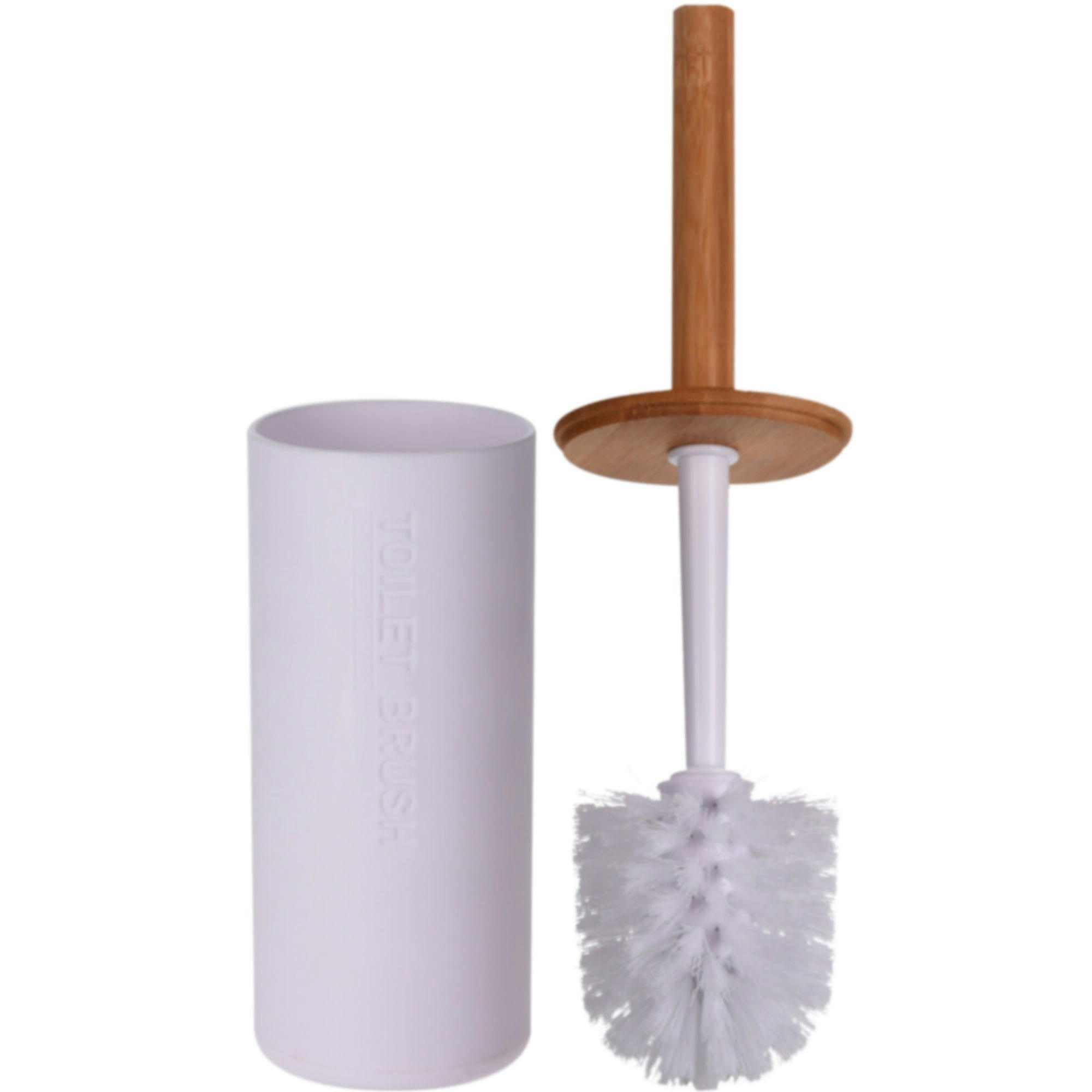 - Brosse WC ronde plastique blanc et bambou