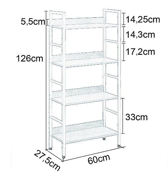 Bibliothèque metallique vertical blanc chêne clair metal beige Helloshop26