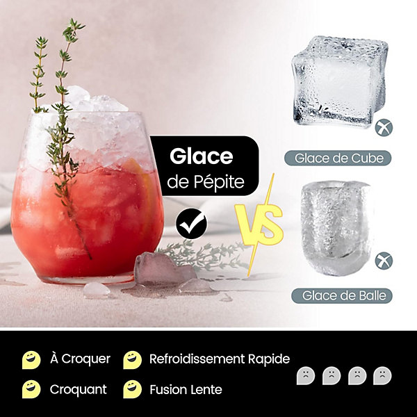 Machine à Glaçons 27 KG en 24 H Glace Facile à Mâcher Distributeur Automatique Purificateur d Eau Inclus