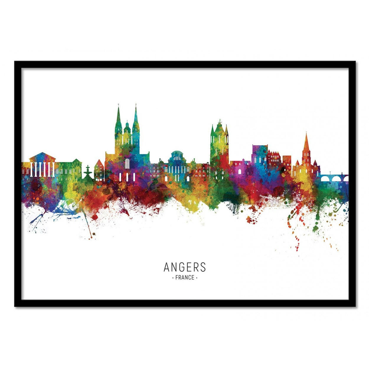 MICHAEL TOMPSETT - ANGERS FRANCE SKYLINE -  Affiche d'art 50 x 70 cm