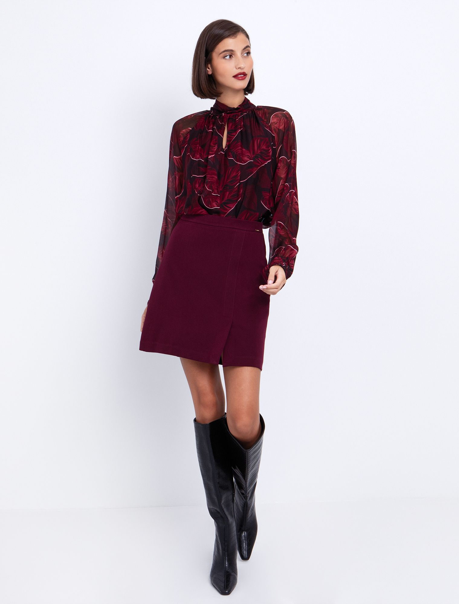 Εμπριμέ μπλούζα viscose-μετάξι