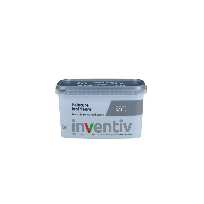 Peinture pour mur boiserie radiateur Gris Graphite n°2 satiné 2,5 L INVENTIV