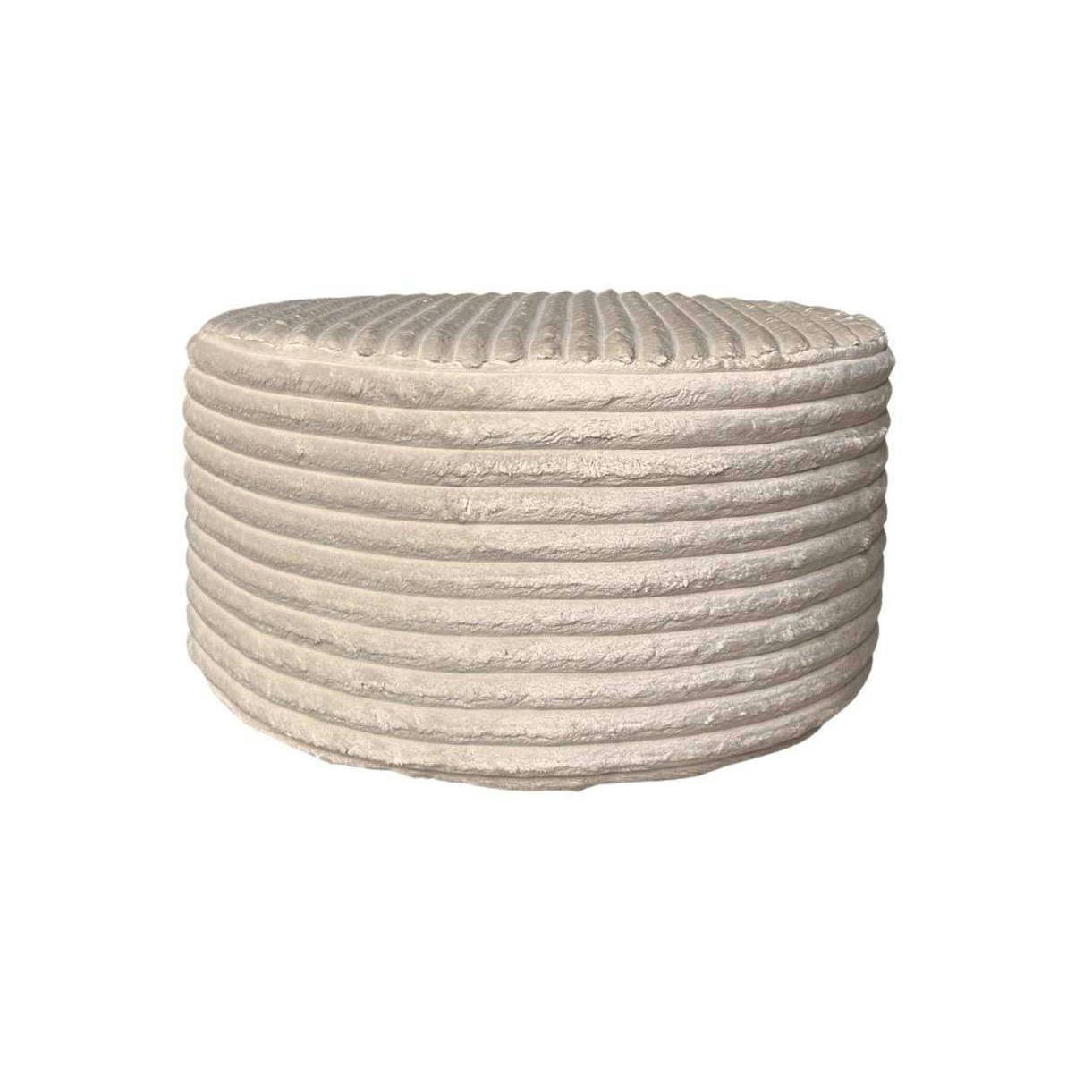 Pouf rond beige en velours côtelé RIVOLI