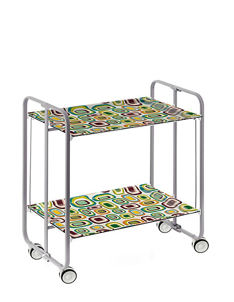 Desserte pliante BAUHAUS avec roulettes, Structure grise, 2 niveaux, 4 positions