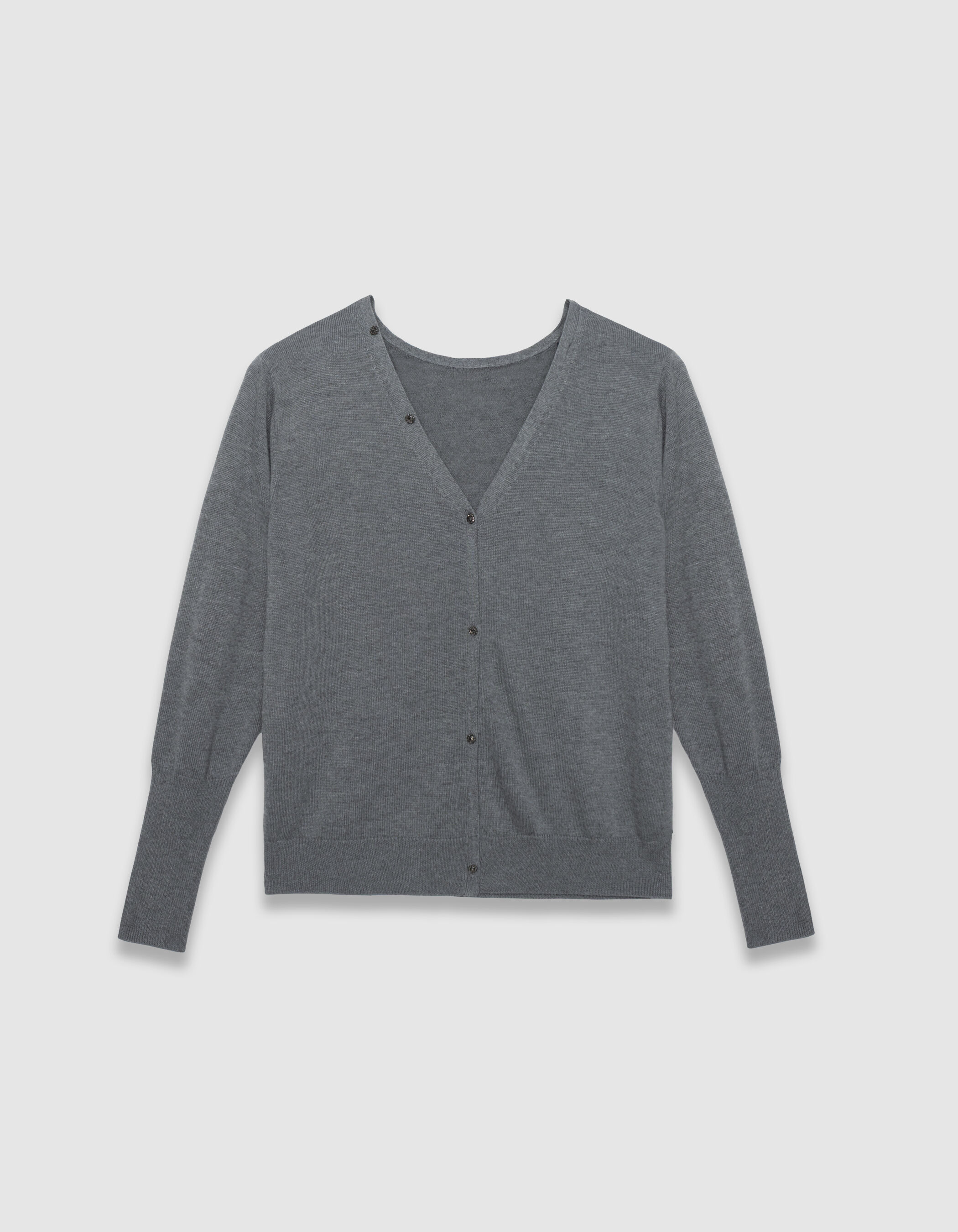 Cardigan gris tricot réversible devant/dos Femme