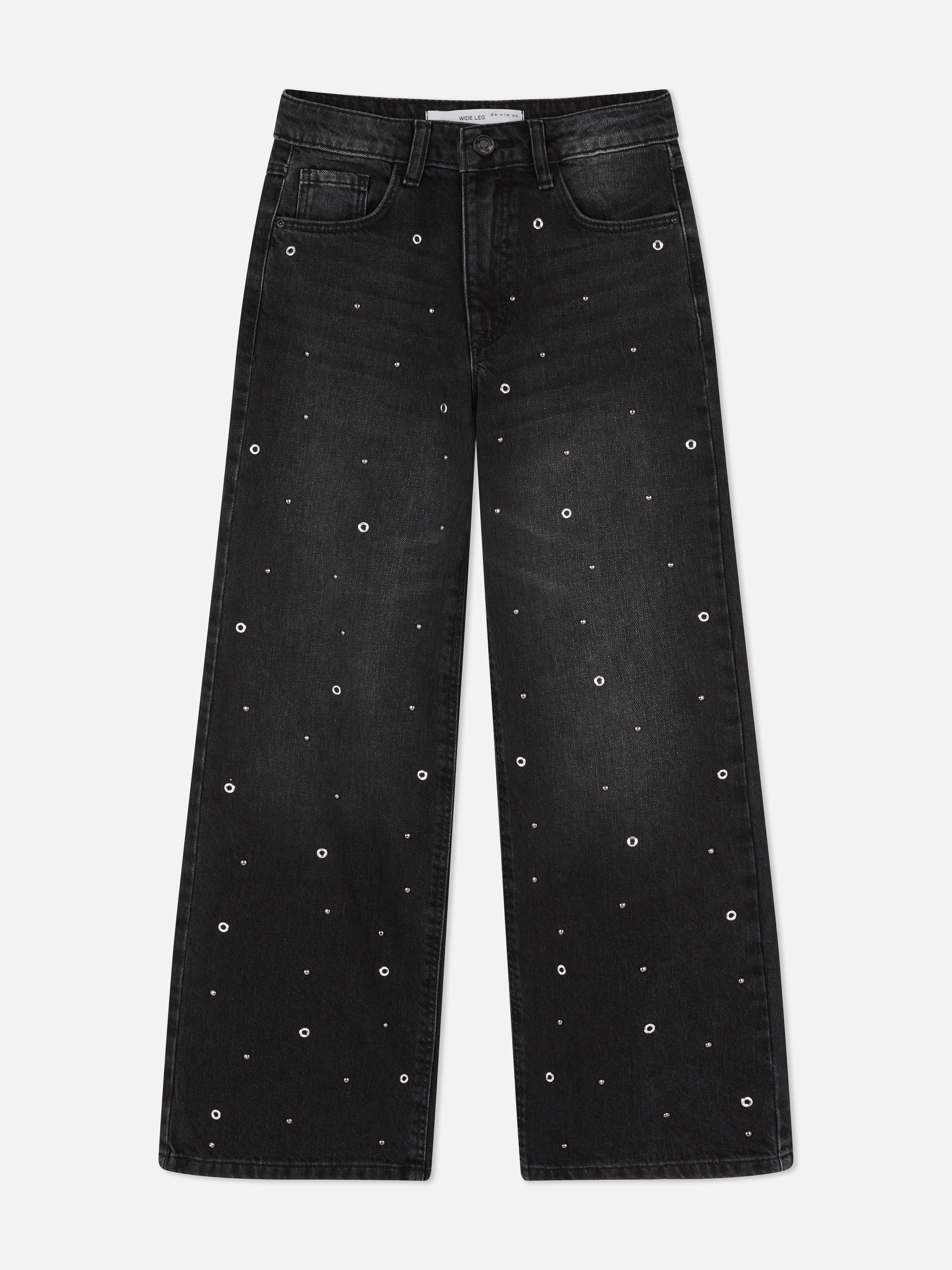 7-15yrs | Studded Wide-Leg Jeans