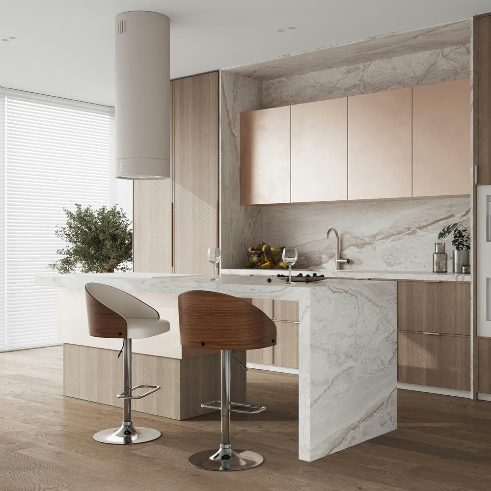 CARMELO - Chaise de bar réglable 63/84 cm en tissu beige