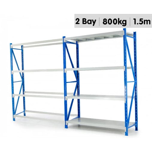 NNEDPE 2 Garage Storage Steel Rack Long Span Shelving 1.5m-wide 400kg