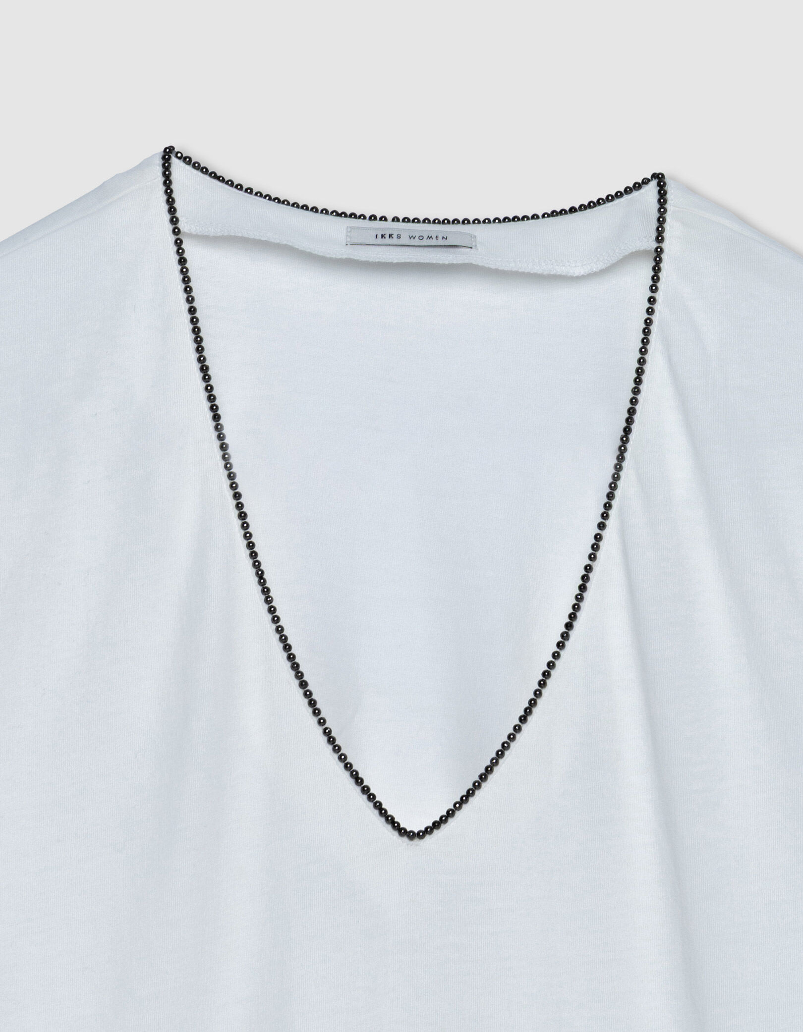 Tee-shirt blanc encolure V bijou Femme