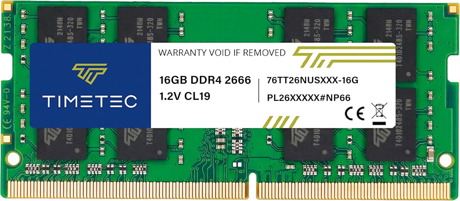 Timetec Premium 16GB DDR4 2666MHz (PC4-2666V) PC4-21300 SODIMM Laptop RAM – 260-Pin 1.2V CL19 Non-ECC Unbuffered Memory Module for Laptop, Notebook, Mini PC, All-in-One