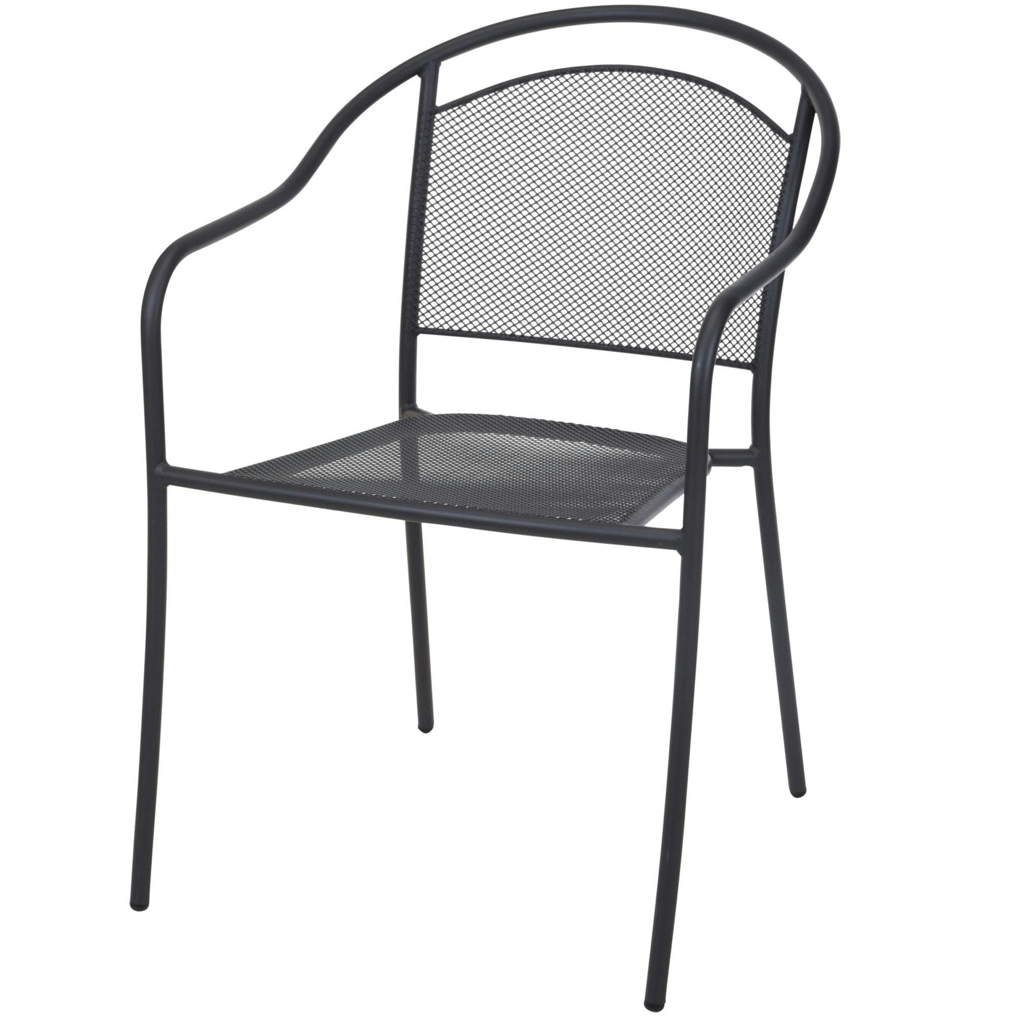 - Fauteuil de jardin en métal gris anthracite - 81x58x55cm